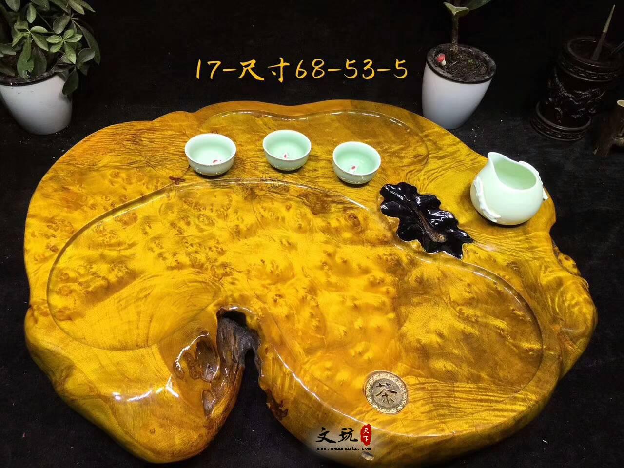 黄金樟茶桌带瘤疤 板面干净颜色金黄纹理清晰提升格调-5