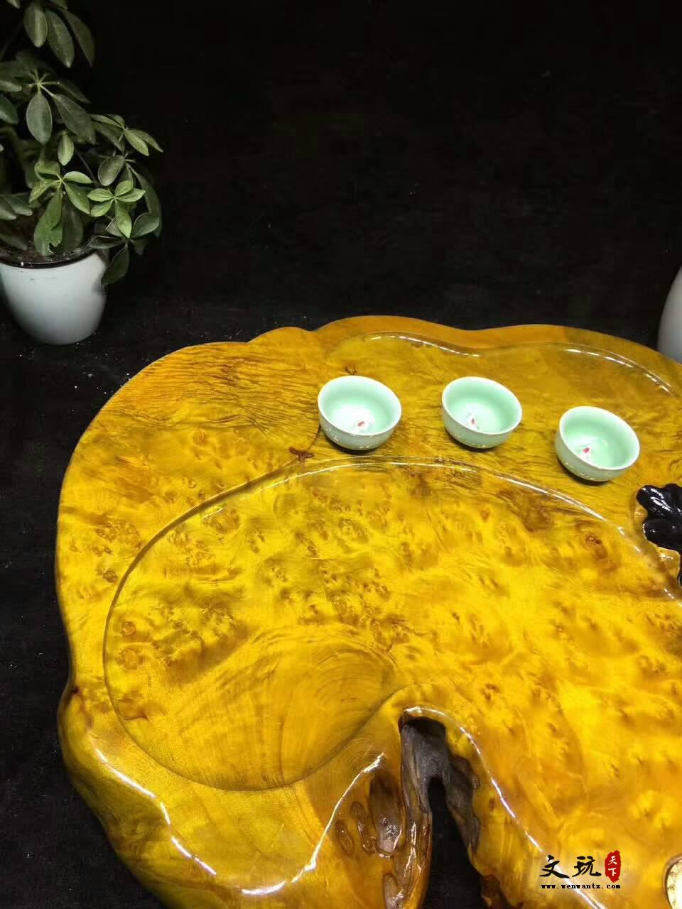 黄金樟茶桌带瘤疤 板面干净颜色金黄纹理清晰提升格调-6