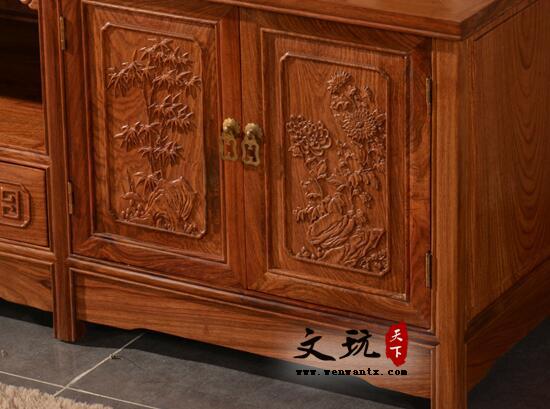 花梨木电视柜中式古典造型大气古朴 将你的客厅风格提升一个档次-6