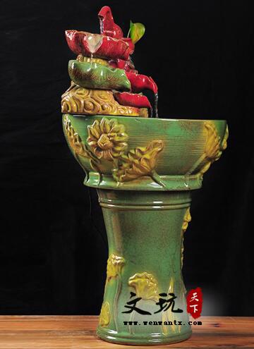创意陶瓷工艺品 大象荷花造型组装流水喷泉摆件-2