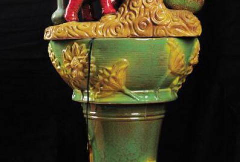创意陶瓷工艺品 大象荷花造型组装流水喷泉摆件