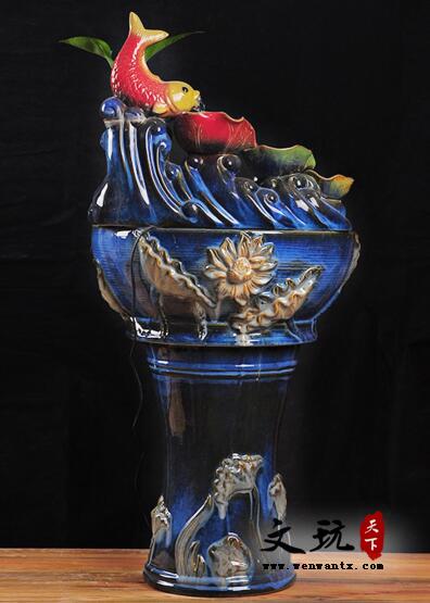创意陶瓷工艺品 鲤鱼吐水喷泉摆件家居庭院装饰-1