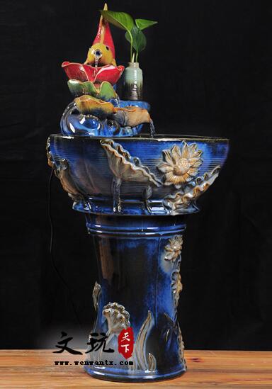 创意陶瓷工艺品 鲤鱼吐水喷泉摆件家居庭院装饰-2