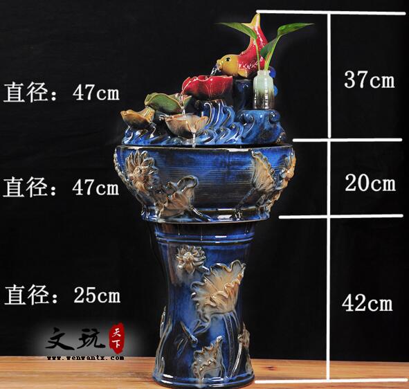 创意陶瓷工艺品 鲤鱼吐水喷泉摆件家居庭院装饰-4