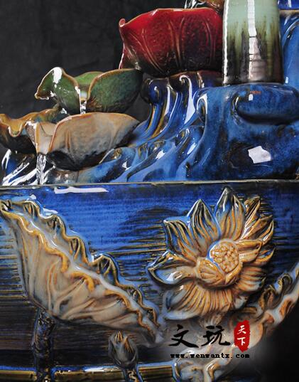 创意陶瓷工艺品 鲤鱼吐水喷泉摆件家居庭院装饰-9