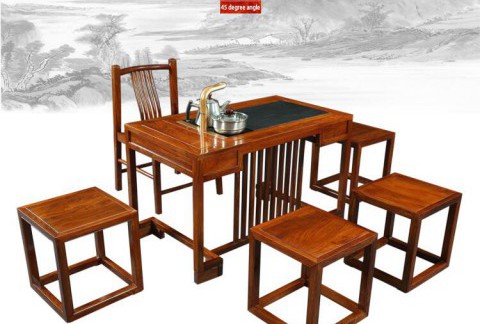 新中式红木泡茶桌椅组合 刺猬紫檀爱不释手茶桌七件套
