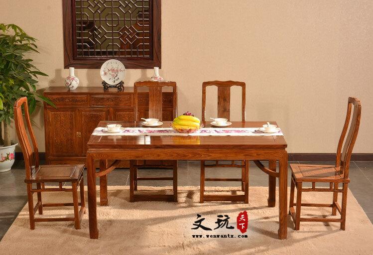 高档简约刺猬紫檀新中式长方餐桌椅-2