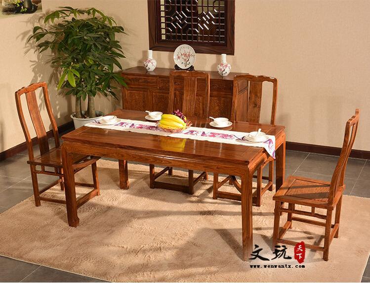 高档简约刺猬紫檀新中式长方餐桌椅-1
