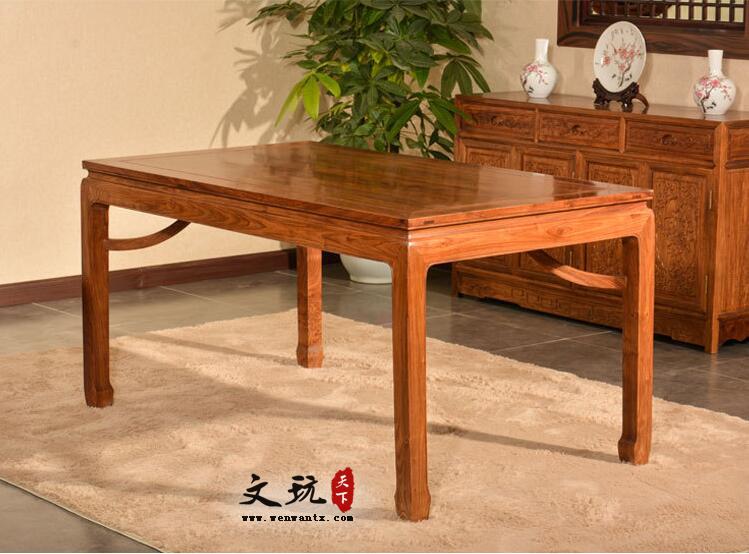 高档简约刺猬紫檀新中式长方餐桌椅-5