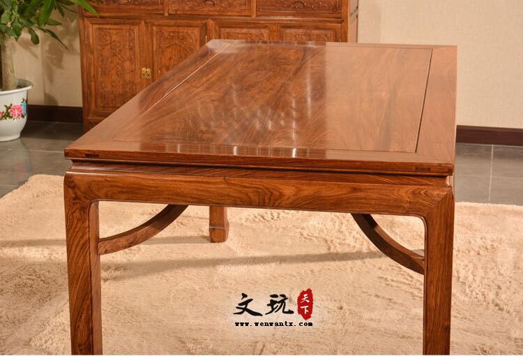 高档简约刺猬紫檀新中式长方餐桌椅-6