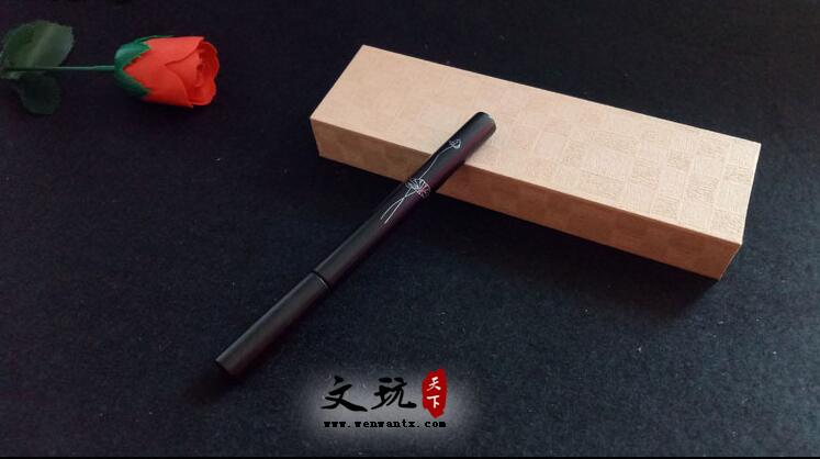 中国风古典木质中性笔 黑檀镶嵌银丝红木笔 实用办公创意礼品定制-3