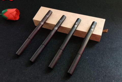 中国风古典木质中性笔 黑檀镶嵌银丝红木笔 实用办公创意礼品定制