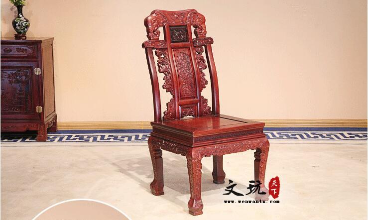 巴里黄檀红木家具老挝大红酸枝红木餐桌椅组合圆桌花枝圆餐台-4