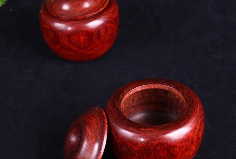 印度小叶紫檀围棋罐 木质工艺品摆件