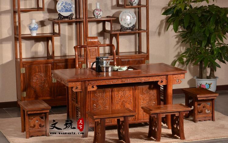 将军茶台功夫茶桌椅古典中式红木茶台-1