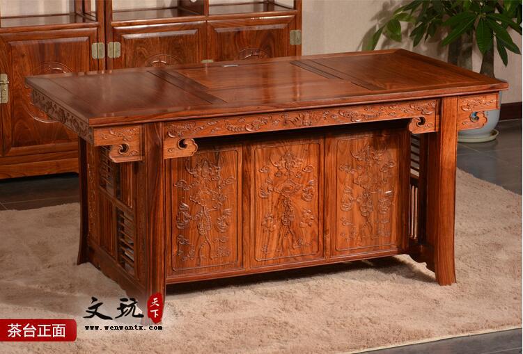 将军茶台功夫茶桌椅古典中式红木茶台-2
