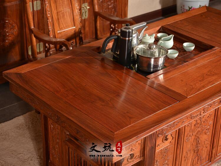 将军茶台功夫茶桌椅古典中式红木茶台-4
