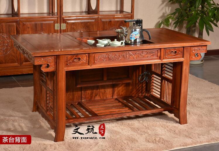 将军茶台功夫茶桌椅古典中式红木茶台-8