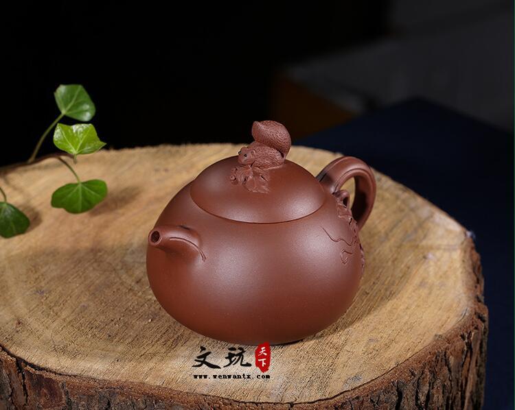 宜兴紫砂壶 工艺师收藏清水泥松鼠葡萄容天壶茶壶-1