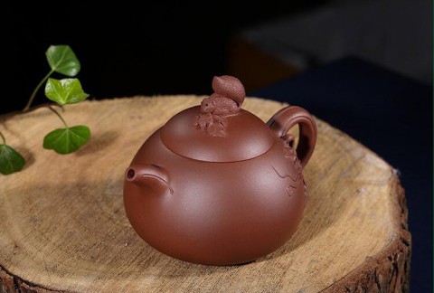 宜兴紫砂壶 工艺师收藏清水泥松鼠葡萄容天壶茶壶