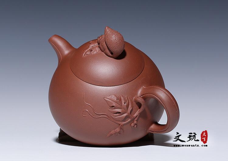 宜兴紫砂壶 工艺师收藏清水泥松鼠葡萄容天壶茶壶-5