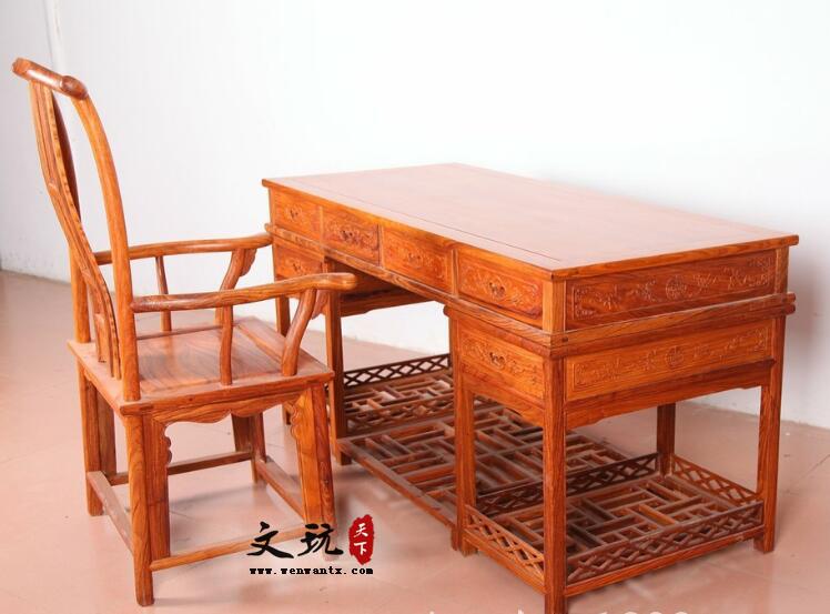 八宝办公桌花梨木实木书桌中式红木办公台-1
