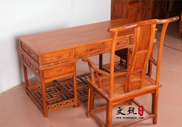 八宝办公桌花梨木实木书桌中式红木办公台-2