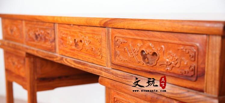 八宝办公桌花梨木实木书桌中式红木办公台-4