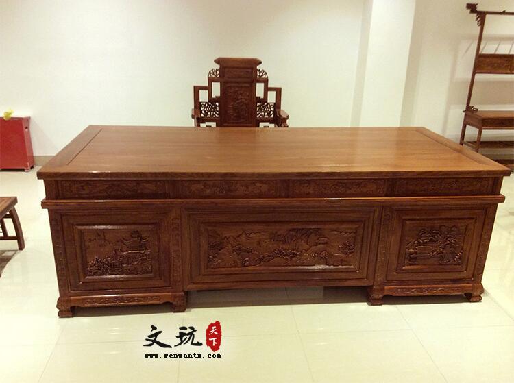 龙凤大办公台椅班台中式雕花办公桌  2米单台-5
