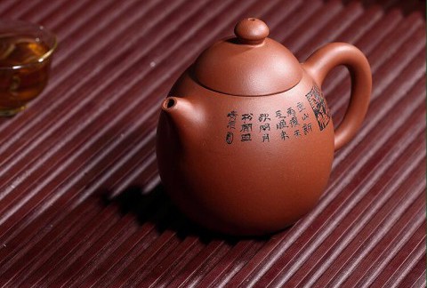 宜兴原矿正品名家纯全手工精品刻绘清水泥龙蛋壶茶壶