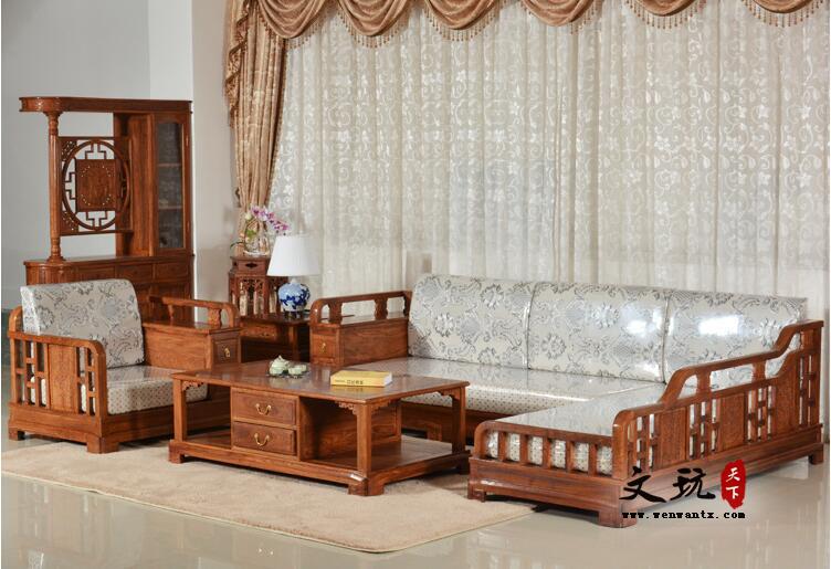贵妃沙发转角刺猬紫檀新中式客厅红木沙发-1