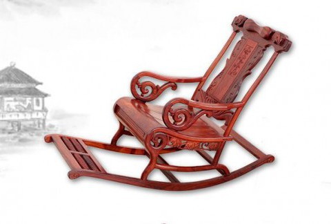 红木富贵摇椅中式古典风格红檀色实木躺椅午休摇椅