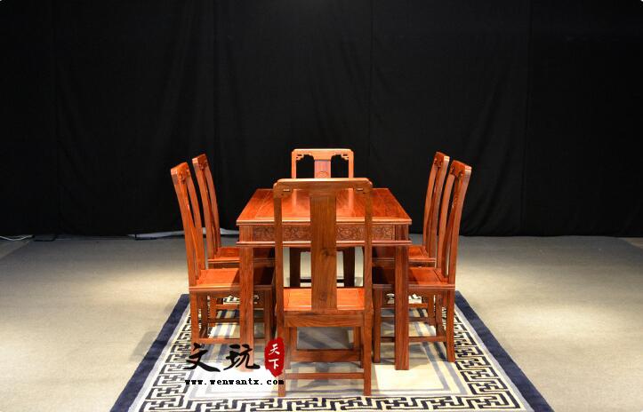 刺猬紫檀实木餐桌椅组合非洲花梨木新中式红木餐台桌-8