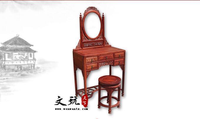 红木梳妆台小叶红檀木洋花梳妆台中式实木卧室梳妆桌组合-1