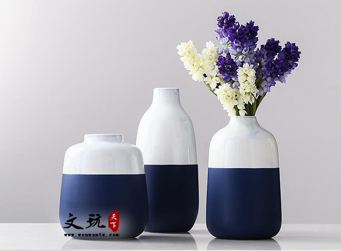 简约现代双色拼接陶瓷花瓶花器客厅装饰干花插花北欧家居软装饰品-1