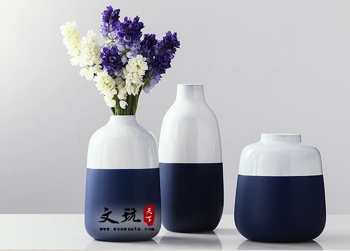 简约现代双色拼接陶瓷花瓶花器客厅装饰干花插花北欧家居软装饰品-6