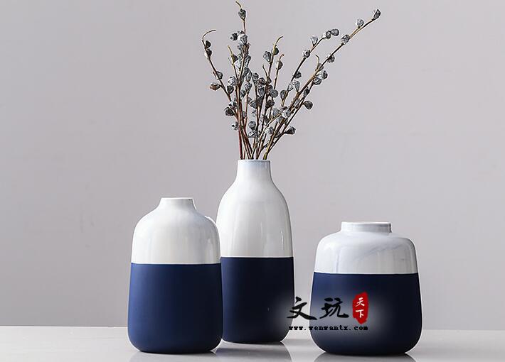 简约现代双色拼接陶瓷花瓶花器客厅装饰干花插花北欧家居软装饰品-5