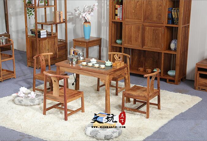 新中式茶桌椅组合刺猬紫檀明轩茶桌-4