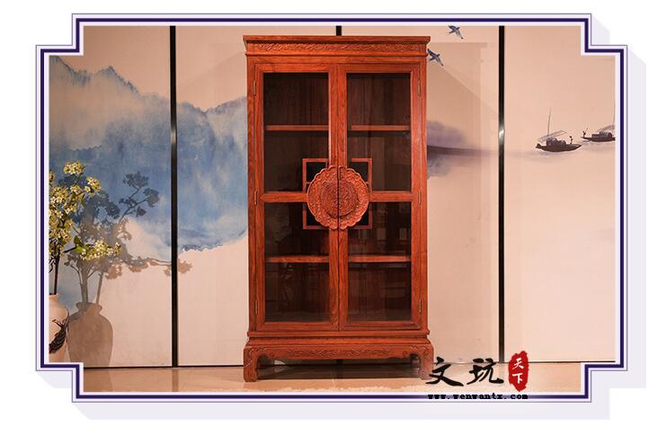 刺猬紫檀凤凰于飞酒柜 中式玻璃双门酒柜展示柜-3