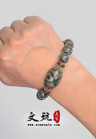 文玩收藏三眼天珠玛瑙手链保老保真老玛瑙手串复古藏式民族风-6