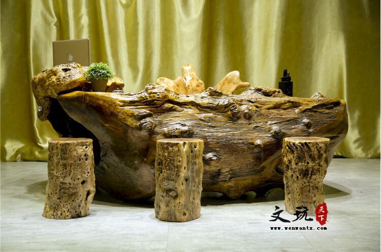 黄金樟根雕茶几 原木整体树根雕刻泡茶茶台-2