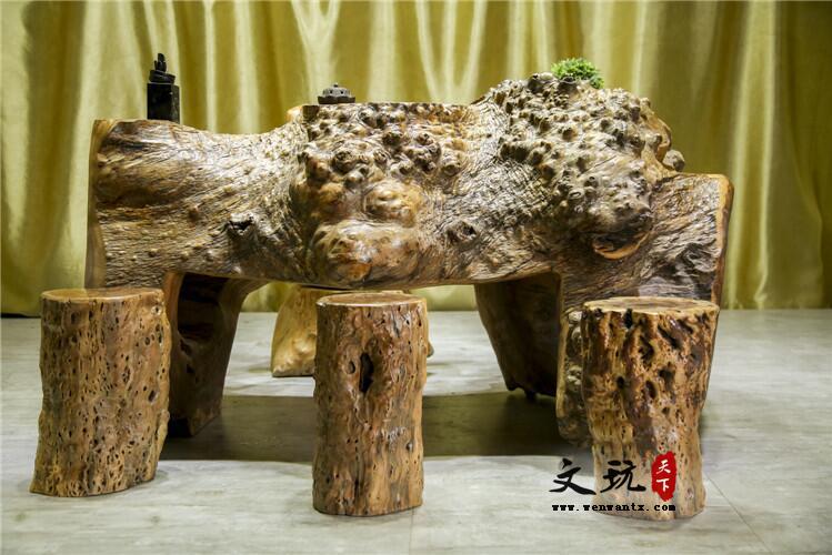 黄金樟茶桌茶海整体树根树头创意雕刻根雕茶几茶台原木实木-3