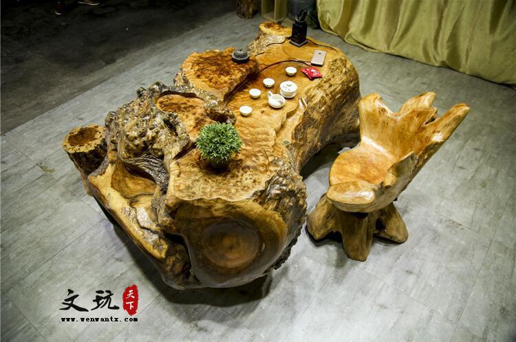 黄金樟茶桌茶海整体树根树头创意雕刻根雕茶几茶台原木实木-4