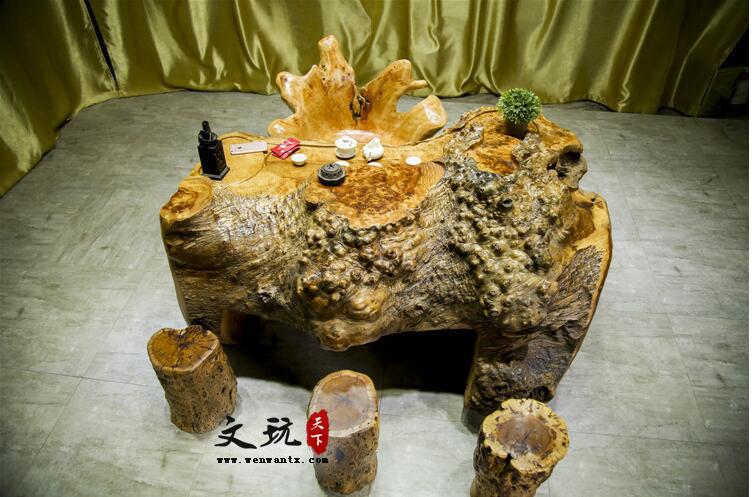 黄金樟茶桌茶海整体树根树头创意雕刻根雕茶几茶台原木实木-2