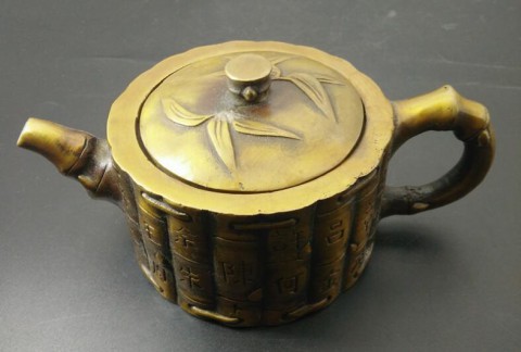 仿古铜器纯铜竹节水壶摆件酒壶茶壶装饰工艺礼品古玩收藏品