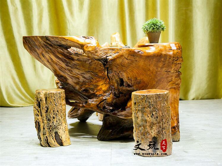 杉木茶桌茶海树根树头创意雕刻根雕茶几茶台原木实木茶几-2