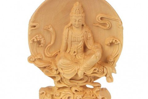 黄杨木雕自在观音木质工艺品 雕刻手把件