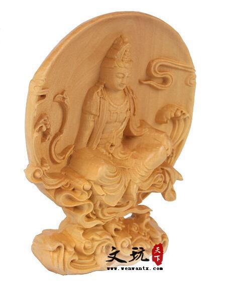 黄杨木雕自在观音木质工艺品 雕刻手把件-2
