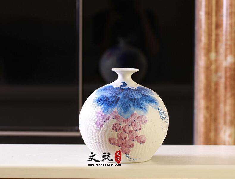 新中式现代夏日硕果陶瓷花瓶三件家居饰品装饰瓷花瓶摆件-5