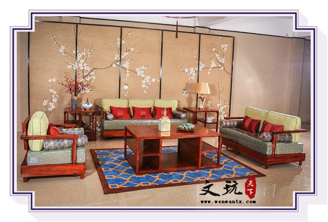 新中式红木家具刺猬紫檀客厅小户型红木沙发组合-3